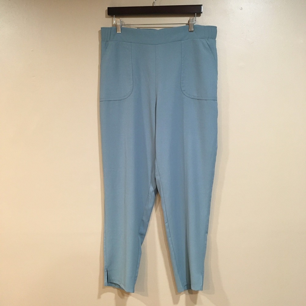 32 Degrees Cool Elastic Waist Jogger Pants Womens L Blue Gym Workout Travel Airy